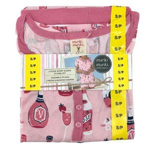 Munki Munki | Women's Short Sleeve Pyjama Set | 2 Pieces | Pink | Various Sizes